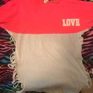 A pink and white long sleeve tee shirt!!